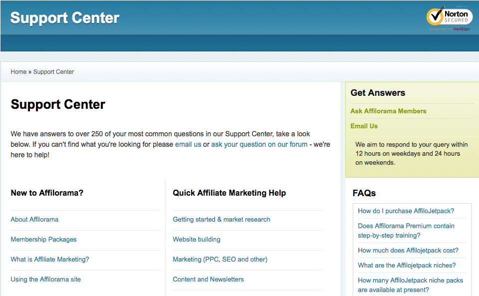 Affilorama Support Center