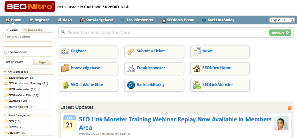 SEONitro Support Desk