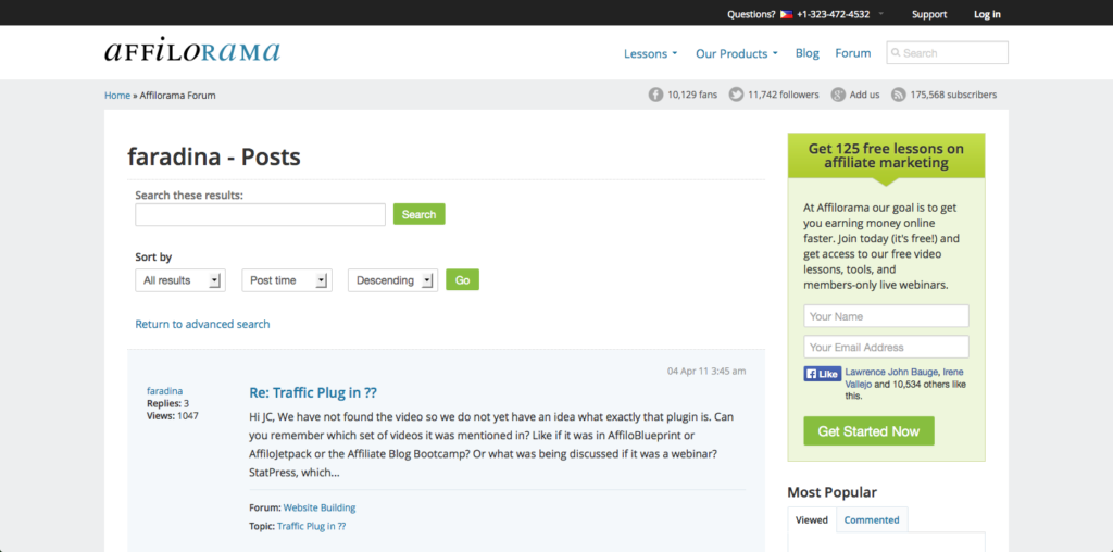 Affilorama Support Forum