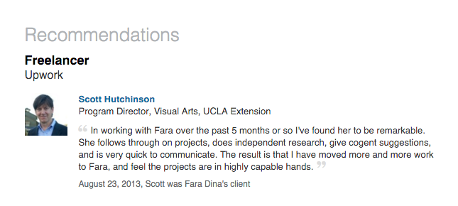 Recommendation on LinkedIn