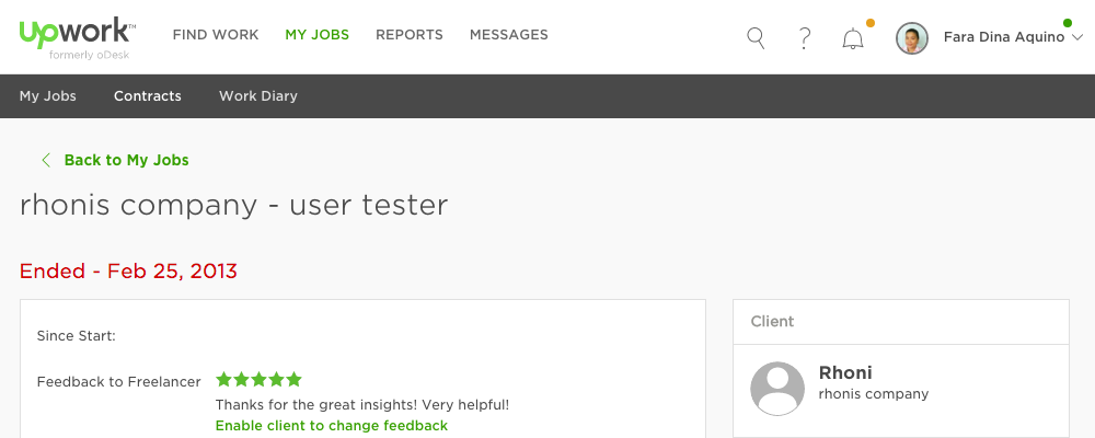 Upwork Feedback