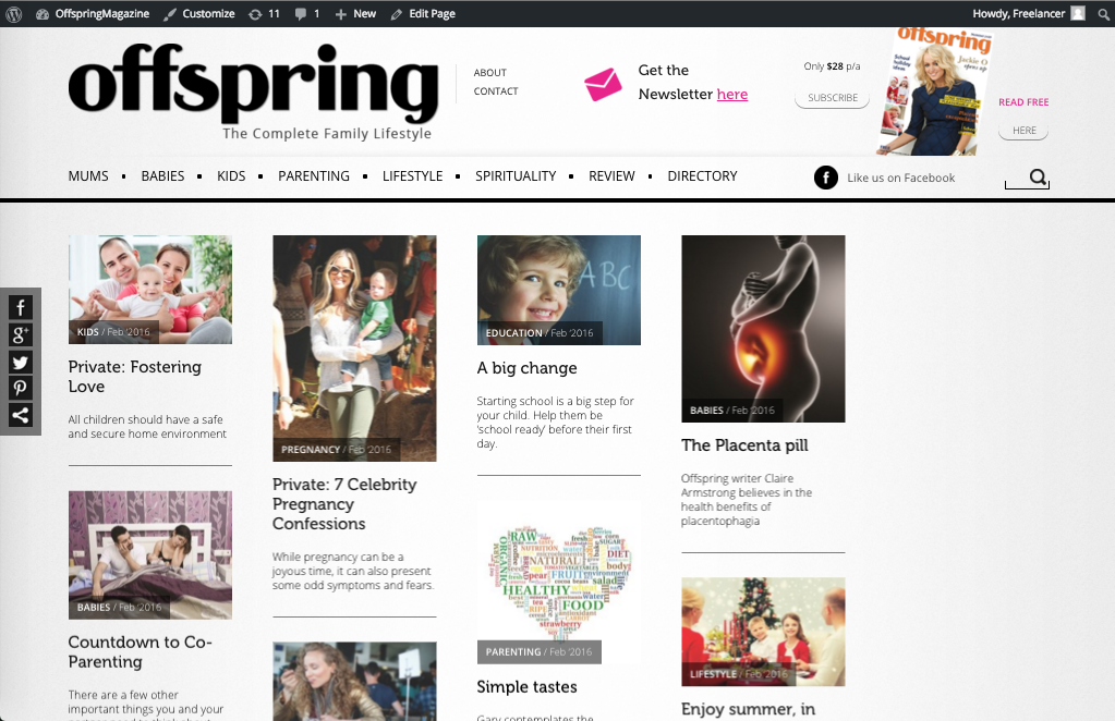 Content Posting for Offspring Magazine