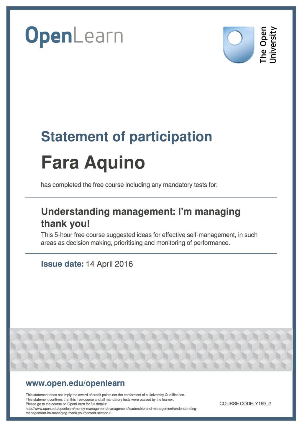 Understanding Management: I’m managing thank you!