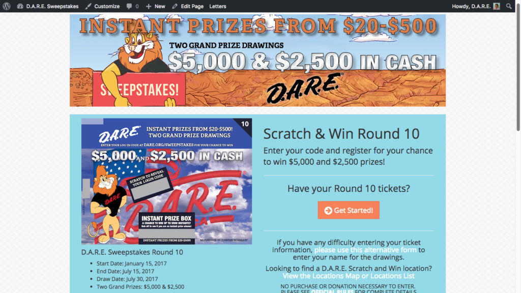 D.A.R.E. Sweepstakes Website