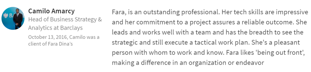 Recommendation on LinkedIn