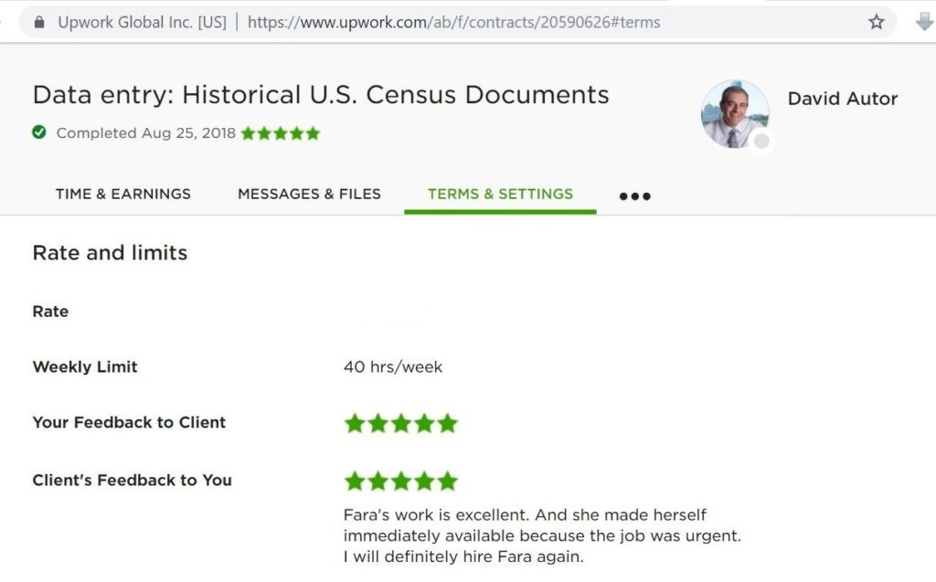 Upwork Feedback August 2018