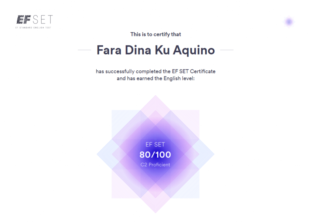 Certification: English Level EF SET 80/100, C2 Proficient