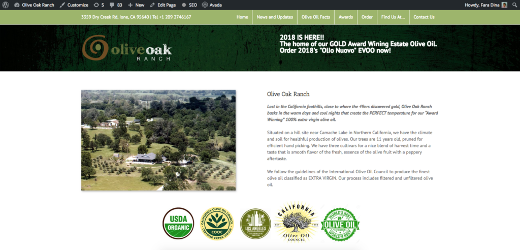 Olive Oak Ranch Website