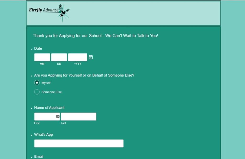 Firefly Advance Application Form