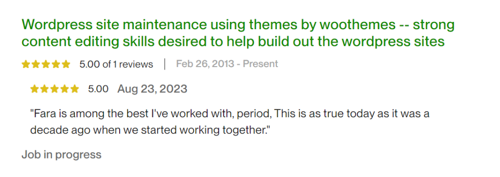 Upwork Feedback August 2023